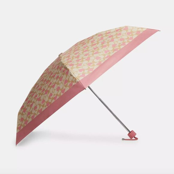 NWT - COACH Mini Umbrella In Signature Heart Print - Light Khaki Chalk- LAST One - Picture 7 of 8
